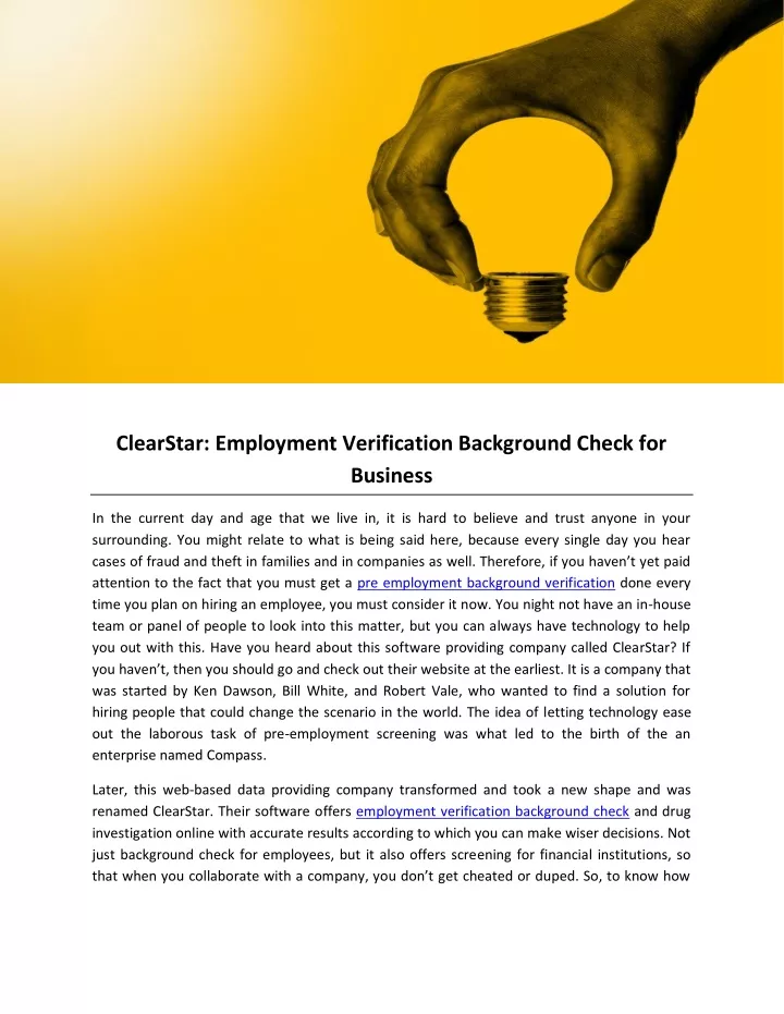 clearstar employment verification background