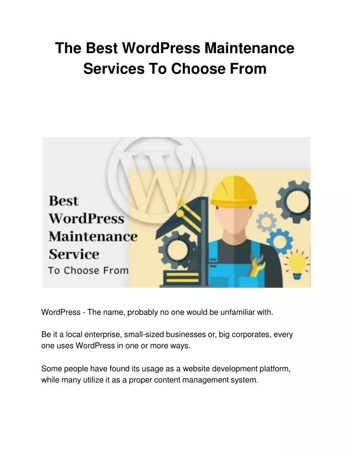 the best wordpress maintenance services to choose from
