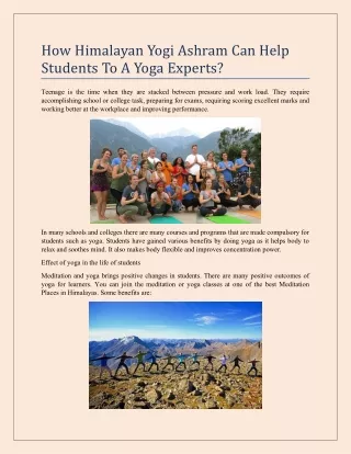 How Himalayan Yogi Ashram Can Help Students To A Yoga Experts?