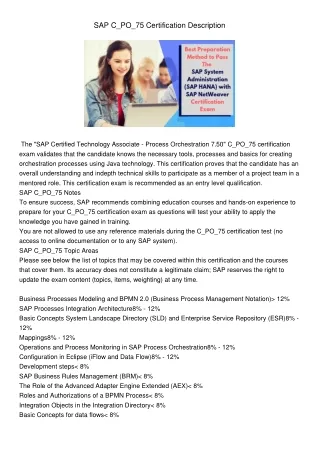 sap c po 75 certification description