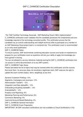 sap c c4hmc92 certification description