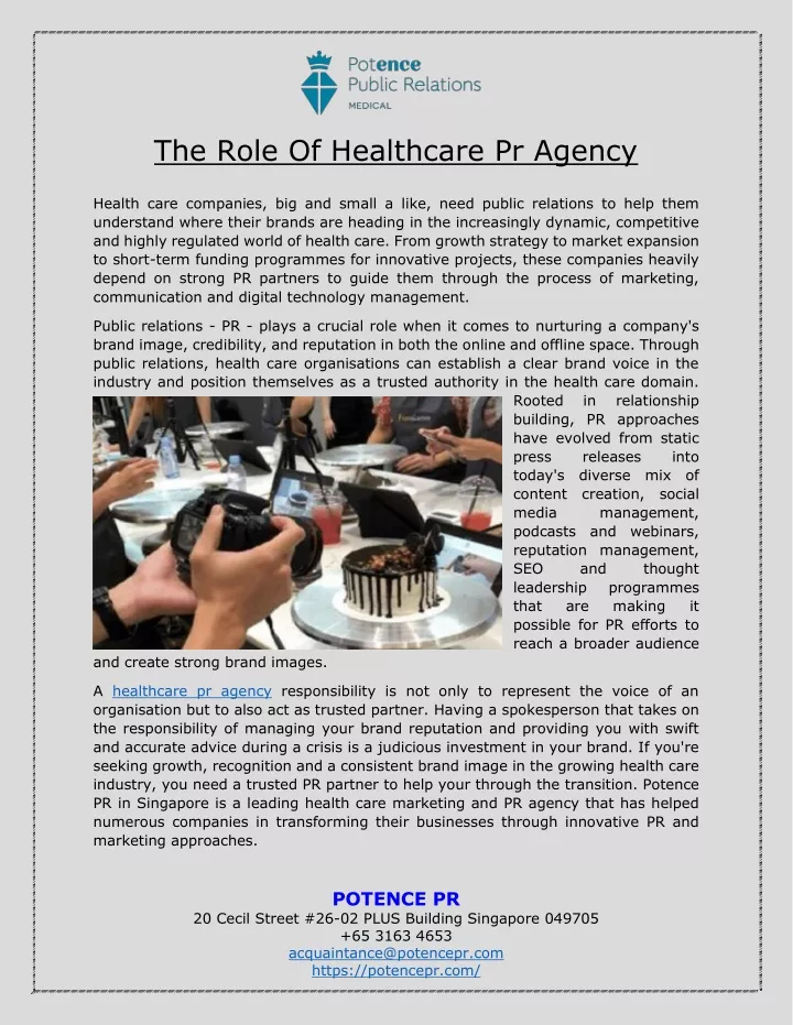 the role of healthcare pr agency