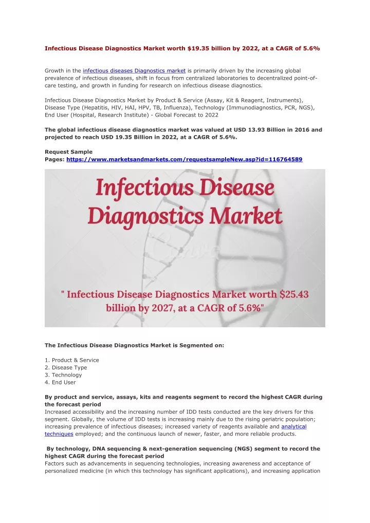 infectious disease diagnostics market worth