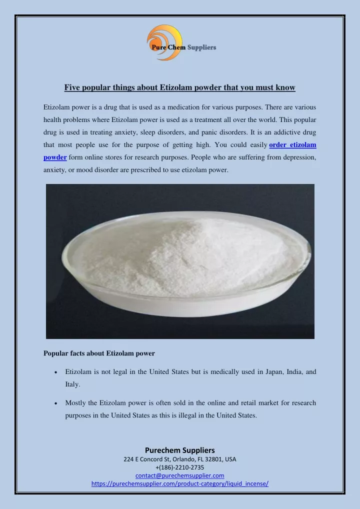 five popular things about etizolam powder that