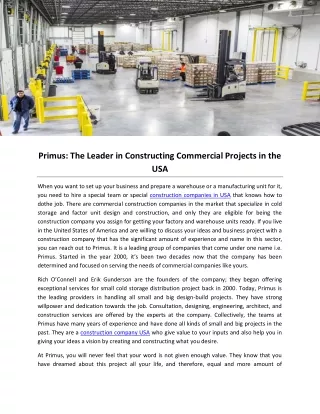 primus the leader in constructing commercial