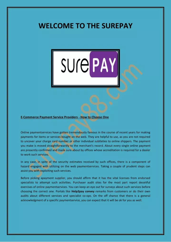 welcome to the surepay