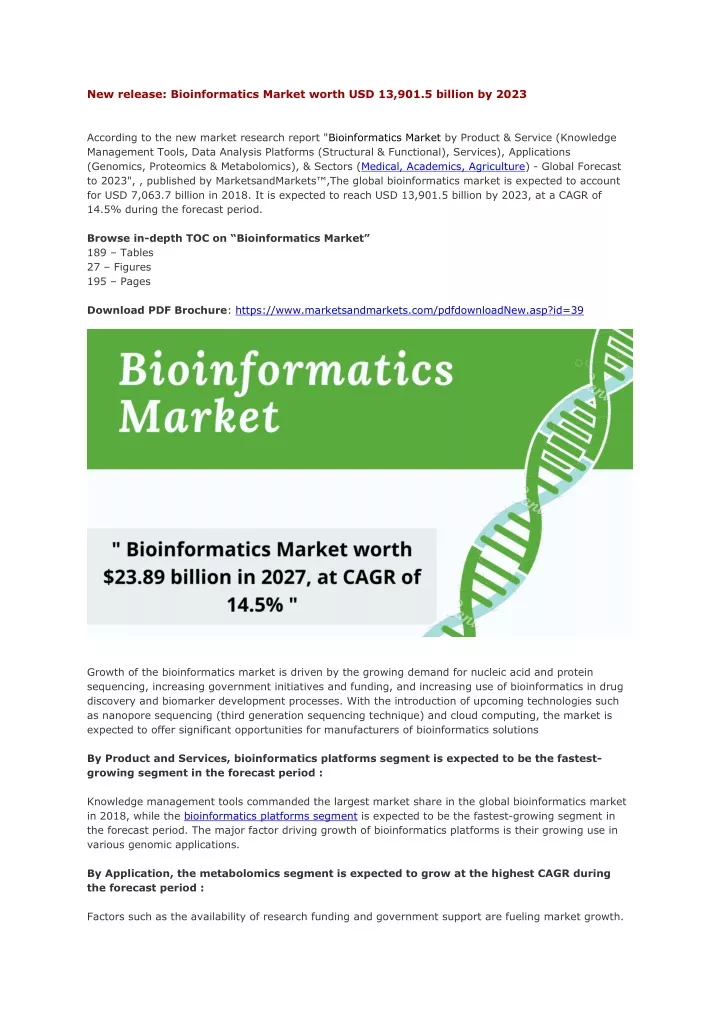 new release bioinformatics market worth