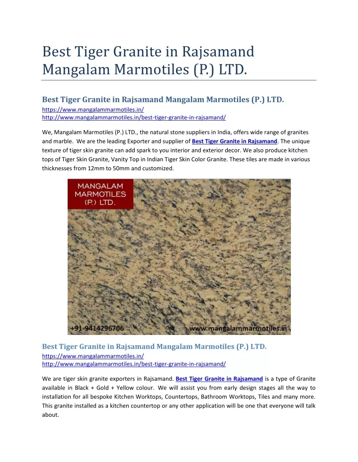best tiger granite in rajsamand mangalam
