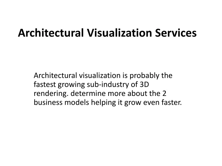 architectural visualization services