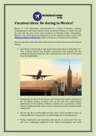 Vacation ideas: Be daring in Mexico!