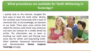 What procedures are available for Teeth Whitening in Tonbridge?