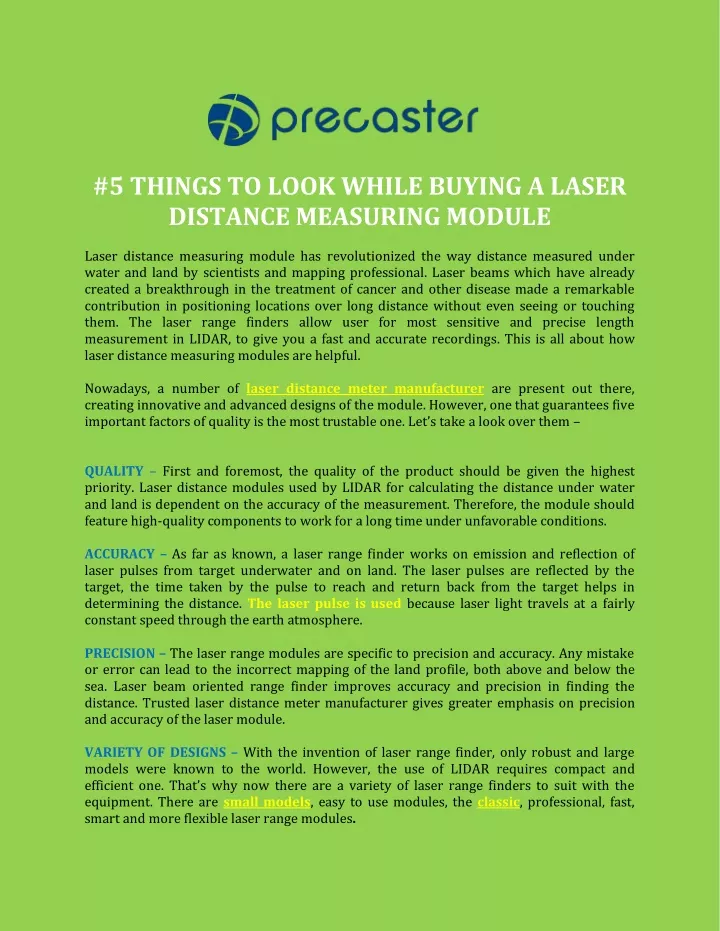 5 things to look while buying a laser distance