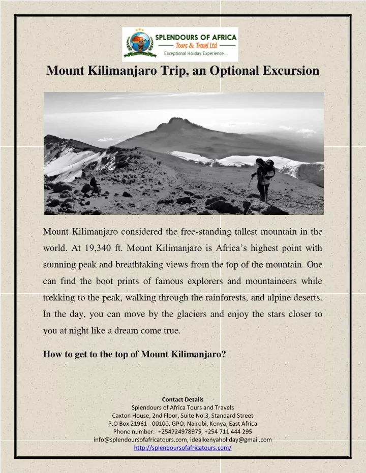 mount kilimanjaro trip an optional excursion