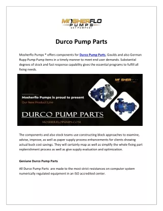 Durco Pump Parts | Mosherflo Pumps