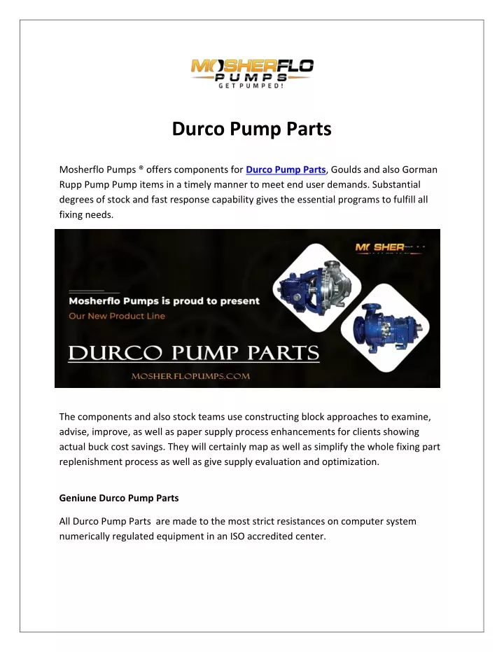 durco pump parts