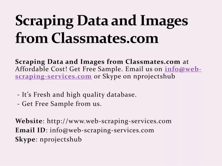 scraping data and images from classmates com