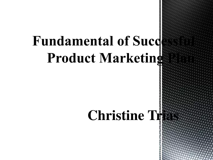 fundamental of successful product marketing plan