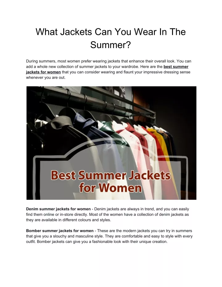 what jackets can you wear in the summer