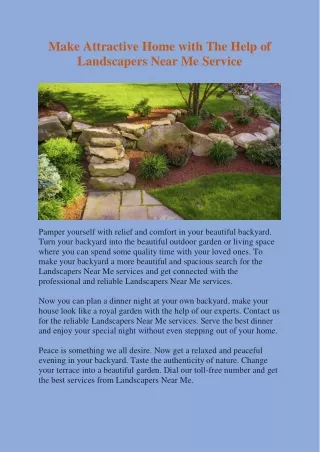 Landscapers Near Me Service to Make Your Home More Attractive