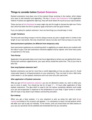 things to consider before eyelash extensions