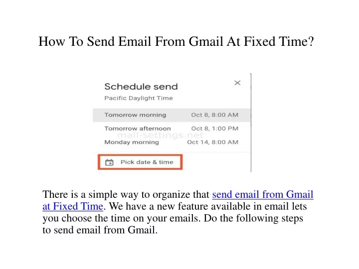 how to send email from gmail at fixed time