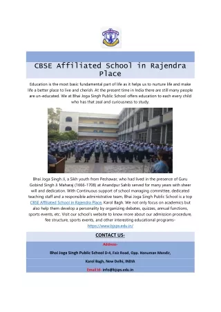 cbse affiliated school in rajendra place
