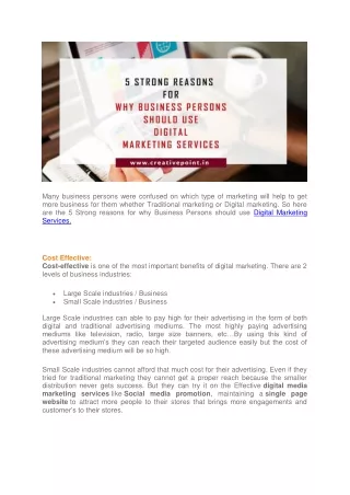 5 Strong reasons for why Business Persons should use Digital marketing Services | Digital Marketing Companies in Coimbat