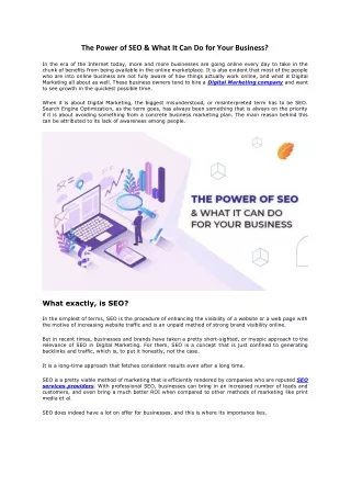 the power of seo what it can do for your business