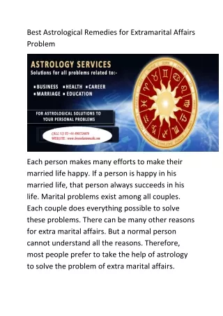Astrological Remedies for Extramarital Affairs Problem