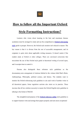 how to follow all the important oxford
