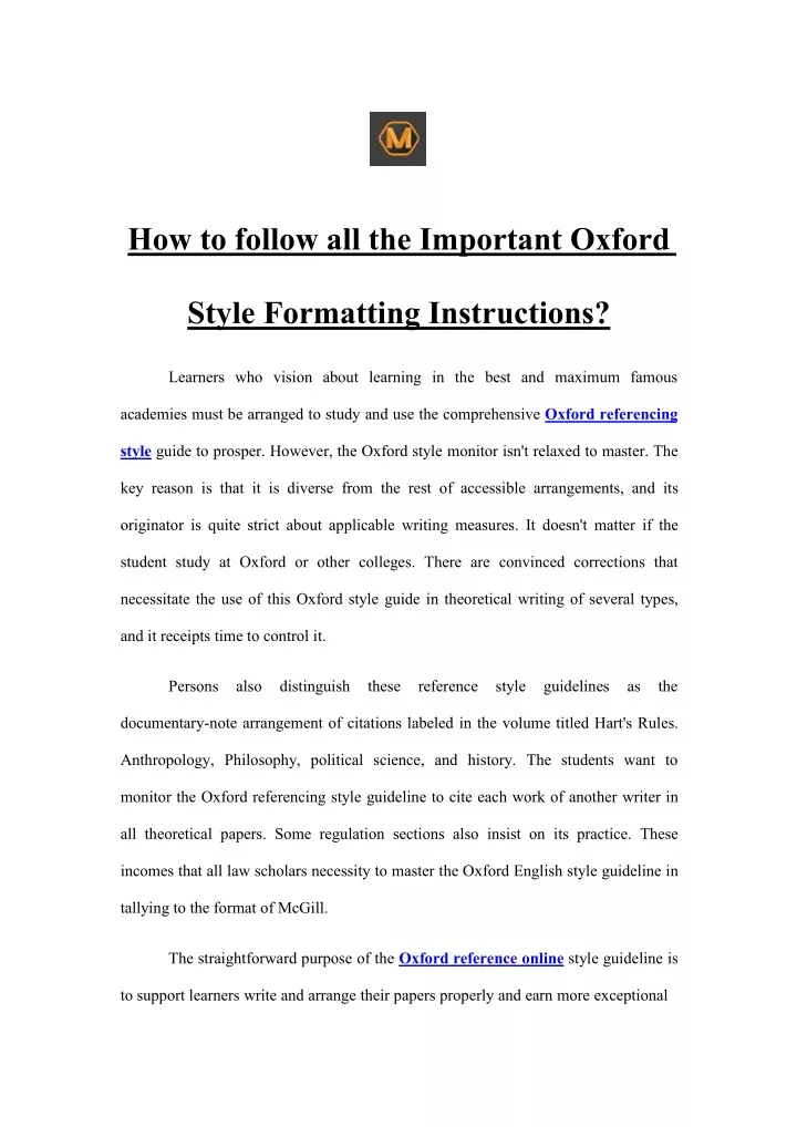 how to follow all the important oxford