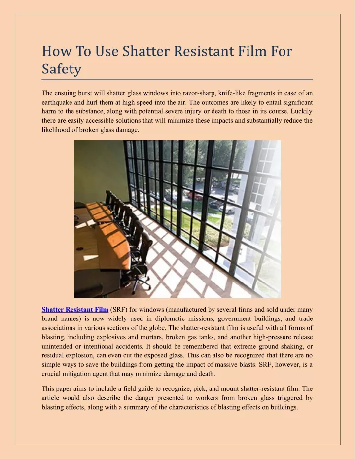 how to use shatter resistant film for safety