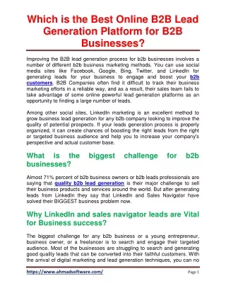 which is the best online b2b lead generation