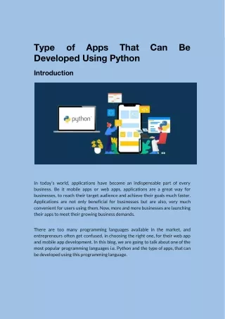 Type of Apps That Can Be Developed Using Python