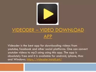 Features of Videoder - Video Download App