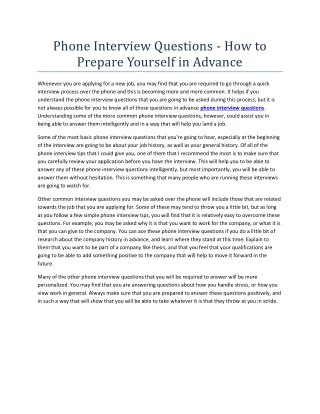 phone interview questions how to prepare yourself