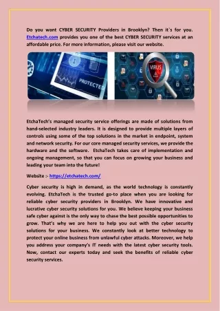 CYBER SECURITY Providers Brooklyn - Etchatech.com