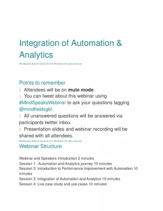 Integration of Automation & Analytics | MindFields Global
