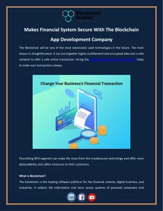 Makes Financial System Secure With The Blockchain App Development Company