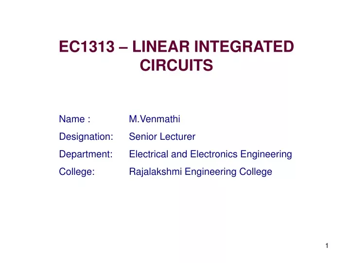 ec1313 linear integrated circuits