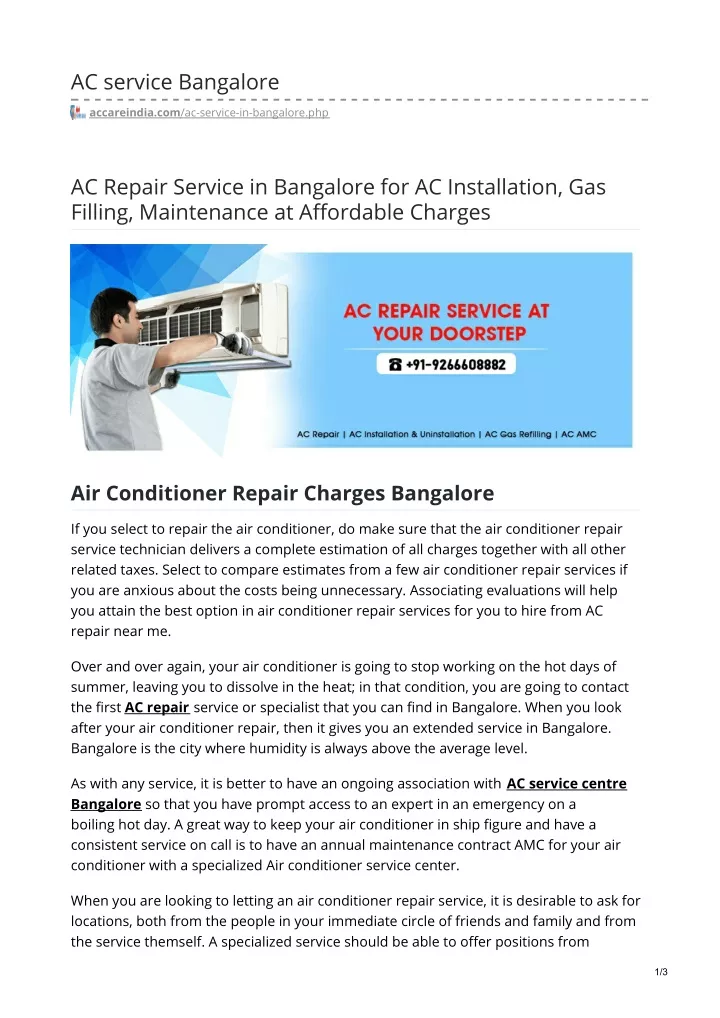 ac service bangalore