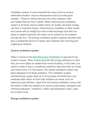 ventilation system is more important for every