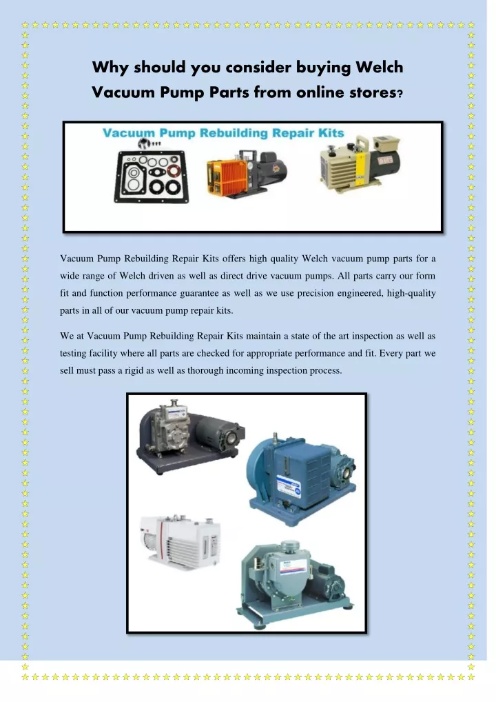 why should you consider buying welch vacuum pump