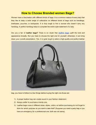 How to Choose Branded women Bags?