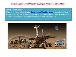 Surprise your Loved Ones by Buying an Acre of Land on Mars