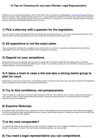 10 Tips for Selecting the most effective Offender Lawyer