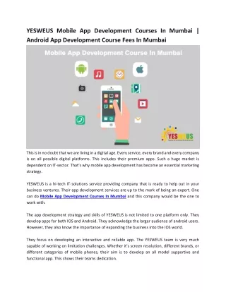 yesweus mobile app development courses in mumbai