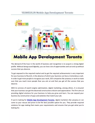 yesweus in mobile app development toronto