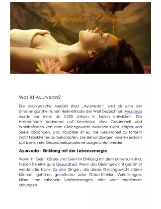 was ist ayurveda