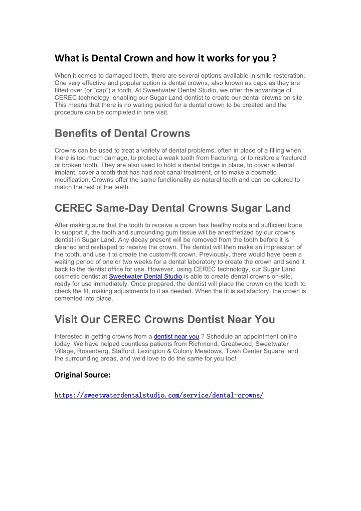 what is dental crown and how it works for you